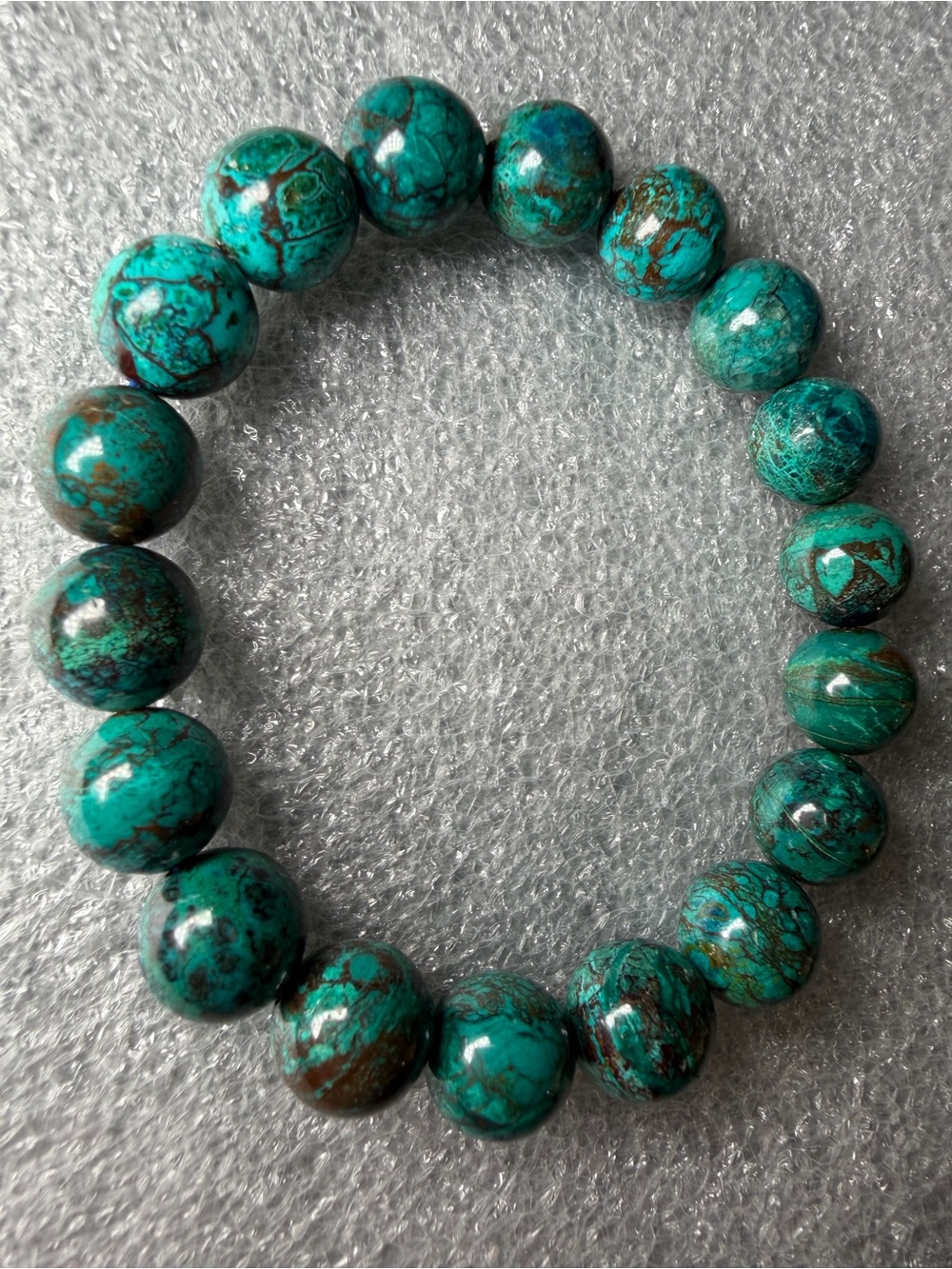 HQ 11MM Teal Chrysocolla Natural Crystal Bracelet